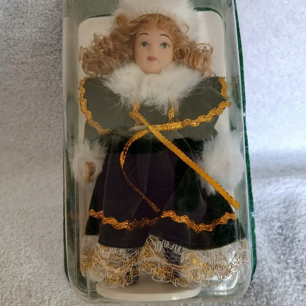 Celebrate Holiday Angel 5 1/2 Inch Hand Painted Bisque Porcelain Doll Sears 2002